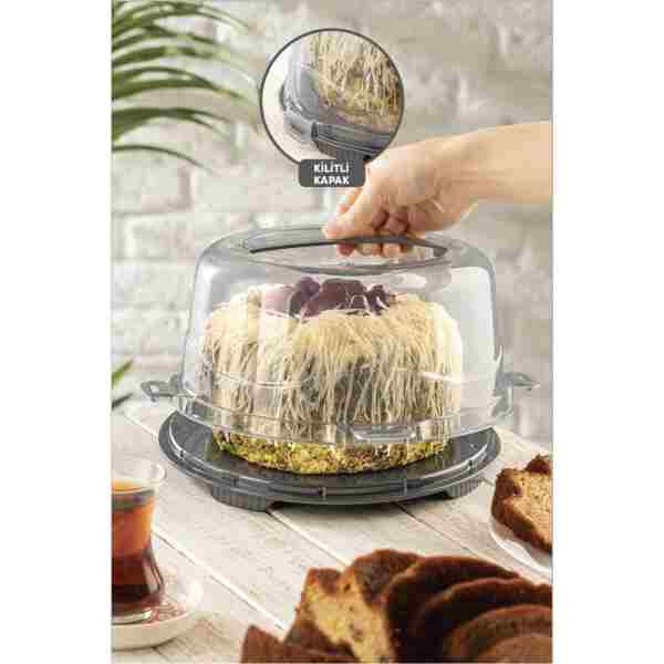 Meleni Home Kilitli Kapaklı Pasta Kek Börek Borcam Taşıma Ve Saklama Kabı
