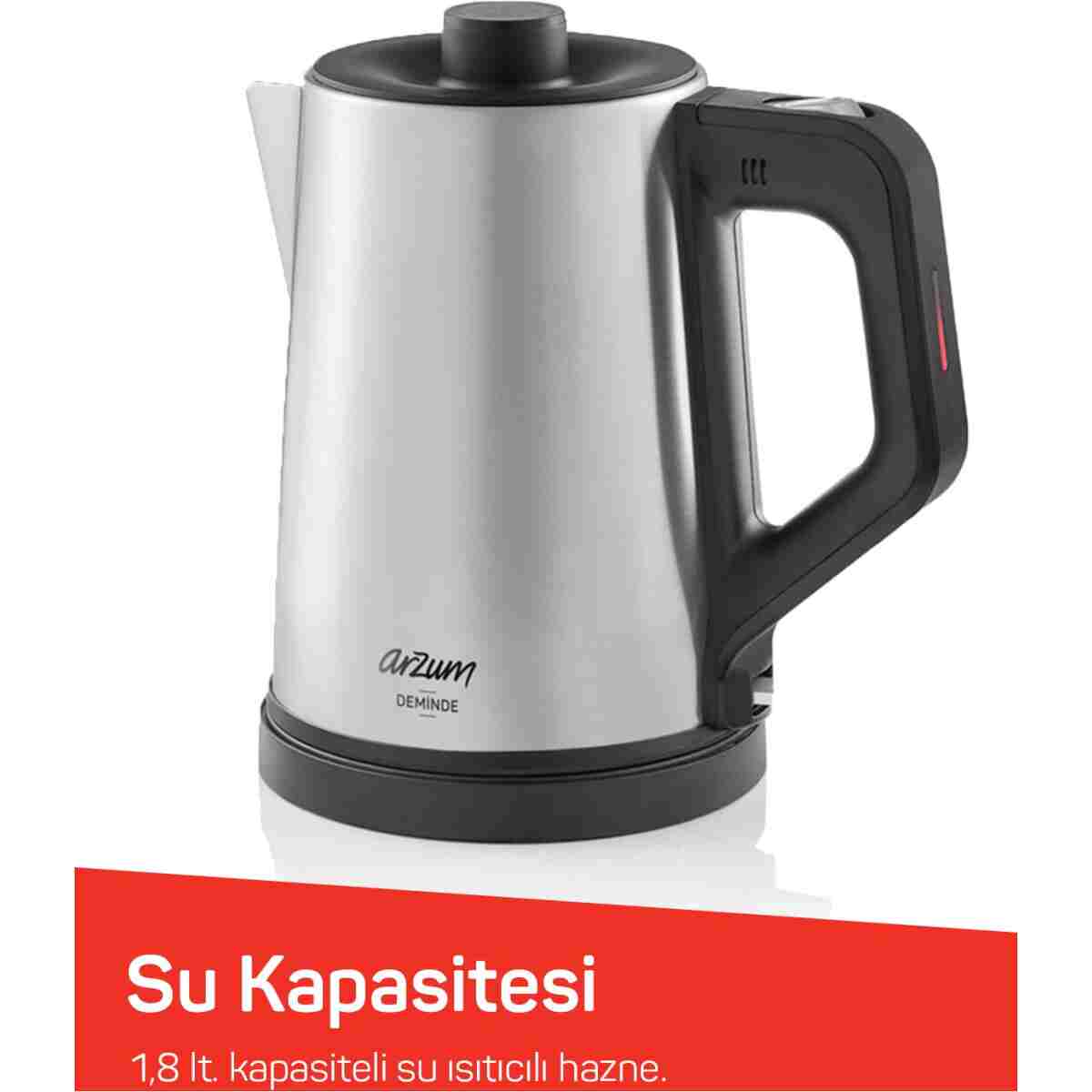 Arzum AR3129 Deminde Çay Makinesi 1800W, 1 L Demlik Kapasitesi, Inox - Görsel 7