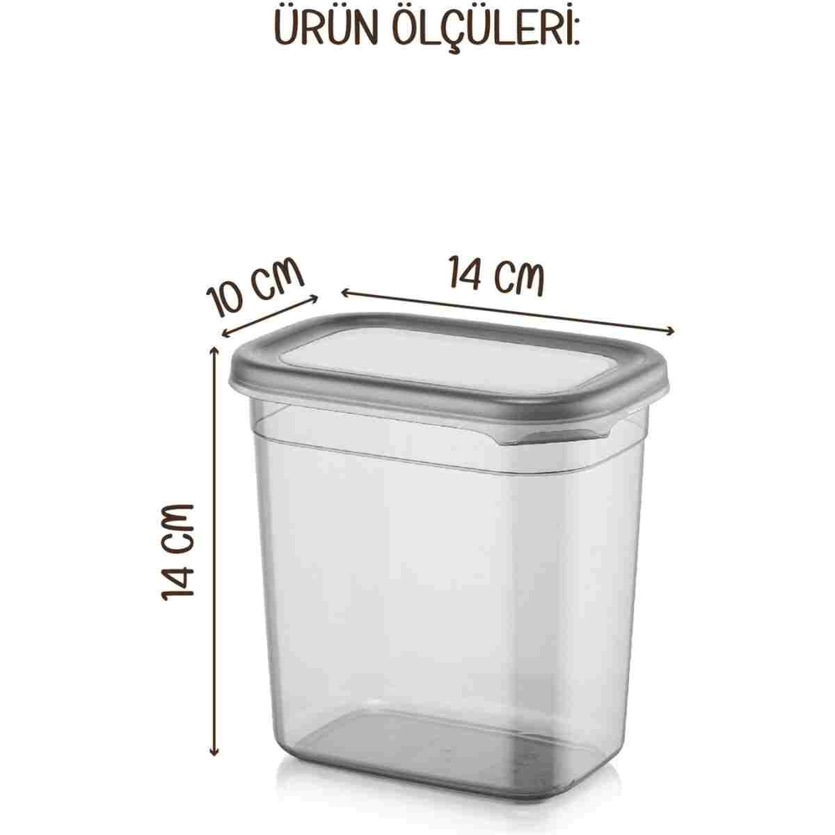 Vienev Etiketli 1150 ml 4lü Peggy Dikdörtgen Deterjan Saklama Kabı Seti Antrasit - Görsel 3