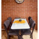 BAMBEDS MOBİLYA Masa Takımı, Yemek Masası, Mutfak Masası, 60*120Beyaz Elma Keten 4lü Sandalye