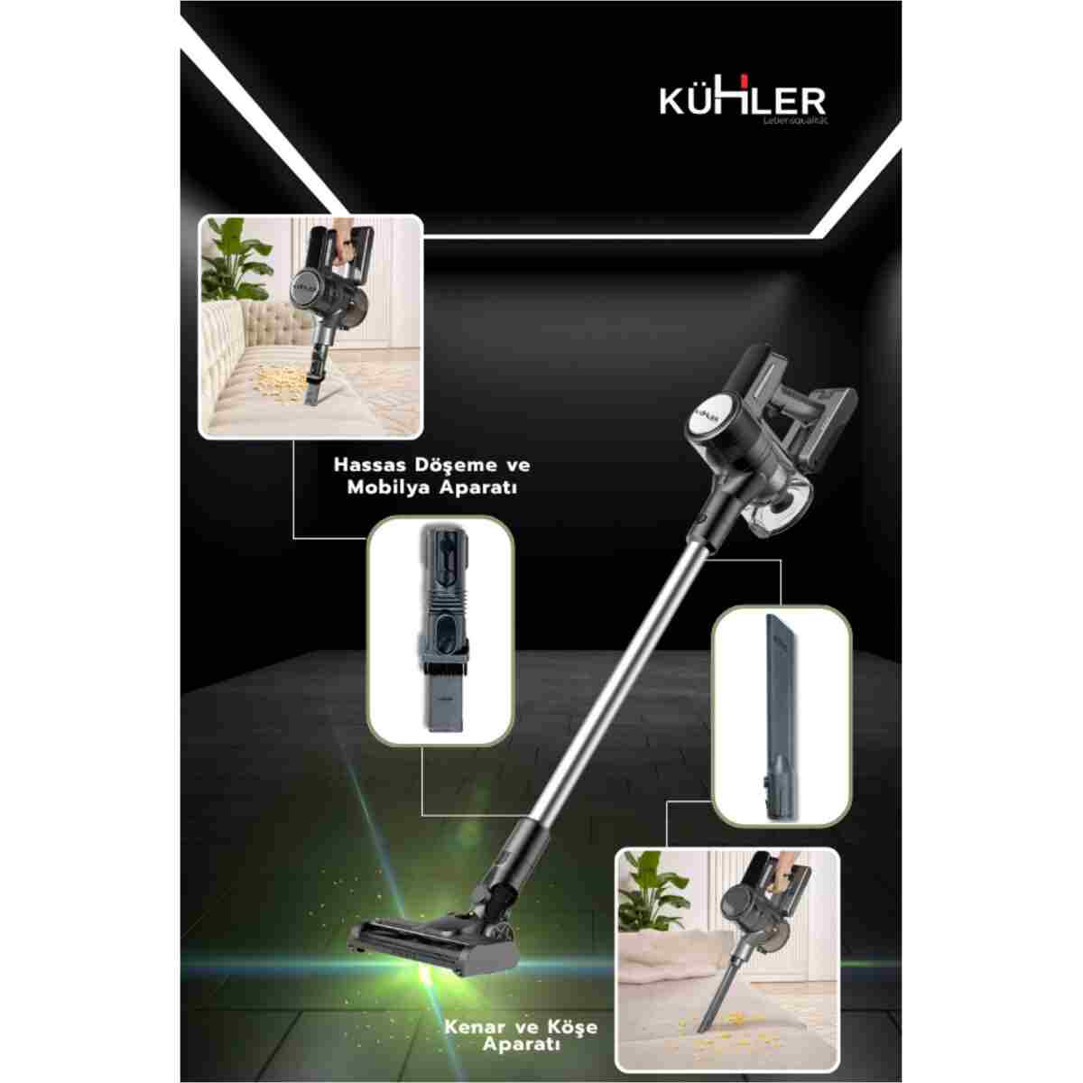 kühler Kraftmax KH-V700 Kablosuz Turbo Fırçalı Dikey Şarjlı Süpürge - Görsel 7