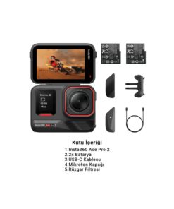 Insta360 Ace Pro 2 8K Aksiyon Kamerası Çift Batarya Kiti – Leica Lens, 2x Batarya, Aktif HDR, FlowState