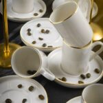 Kitchen Life 12 Parça 6 Kişilik Stackable Altın Yaldızlı Kahve Fincan Takımı - Kahve Fincanı Seti 100ml