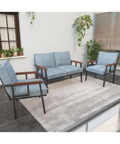 Mygusi " Modern'' Serisi Balkon, Bahçe, Cafe - Metal Kanepe Koltuk Takımı - 2 1 1 - Sehpalı Koyu Gri - Görsel 12