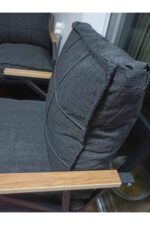 UFUK HOME Linda 211 Antrasit Fermuarlı Bahçe Balkon Takımı, Cafe, Salon - Metal Kanepe Koltuk Takımı - Görsel 6