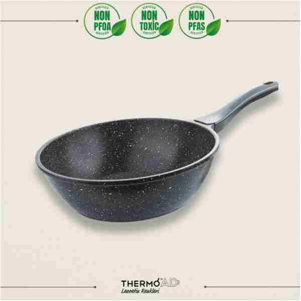 ThermoAD | Wok Tava | Granit Kaplama | 28 Cm | Gri