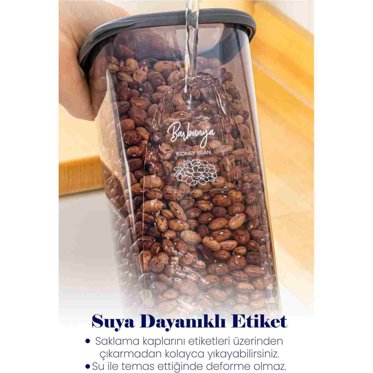 Vienev Beyaz Serigrafi Etiketli 15li Peggy Dikdörtgen Saklama Kabı Seti 5x(1500-1150-800 Ml) Antrasit - Görsel 9