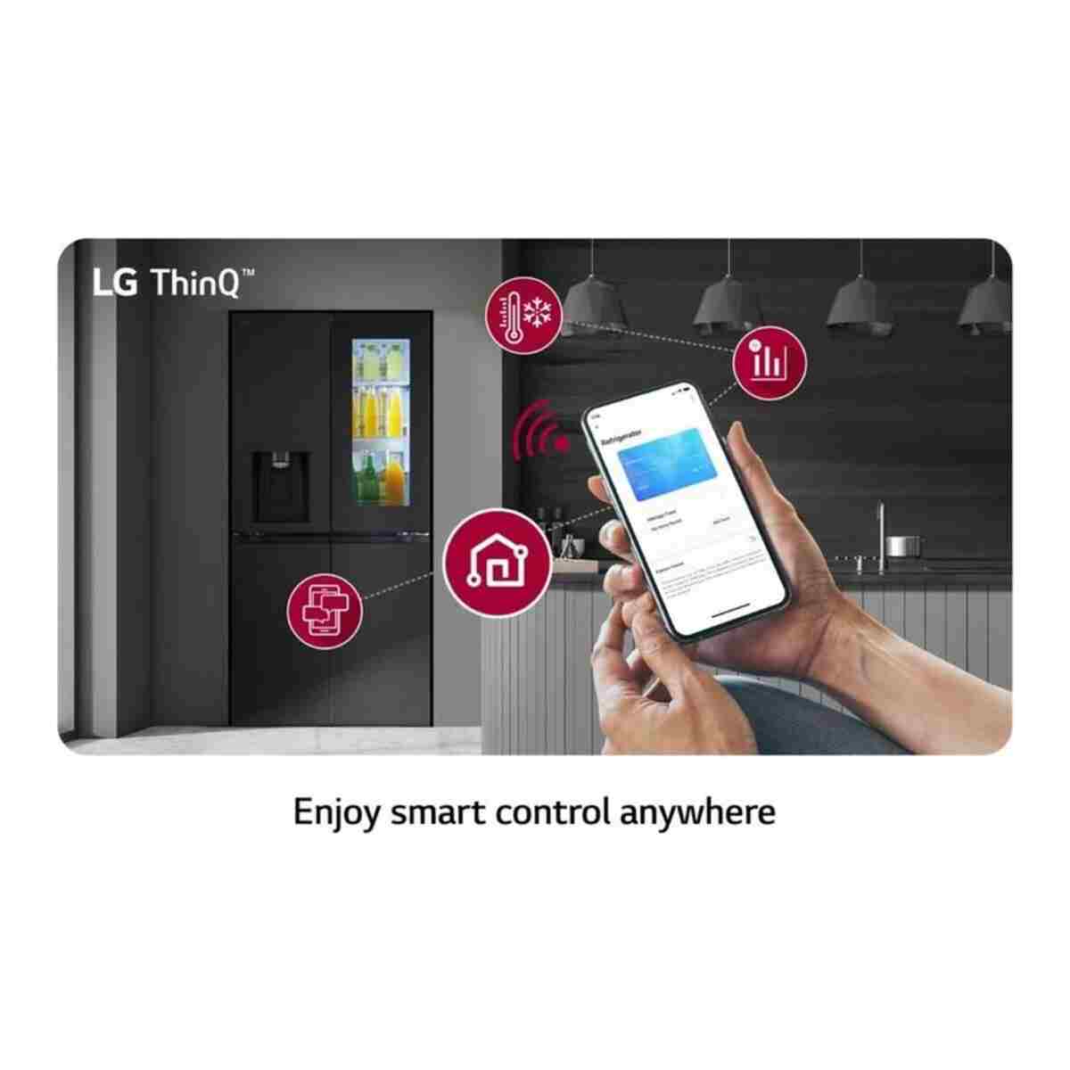 LG GC-G22FFQYJ 508 Lt. E Enerji Gardırop No Frost Mat Siyah Buzdolabı - Görsel 4