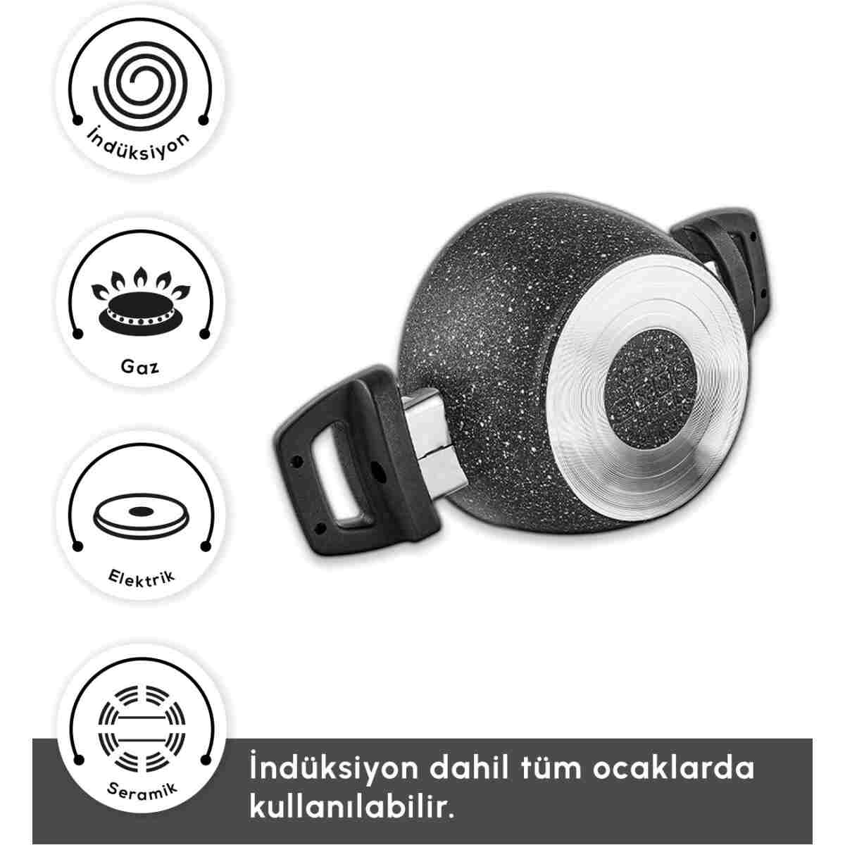 Karaca Bio Granit Blue Stone Mini 5 Parça Tencere ve Tava Seti - Görsel 14