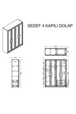 Setay Gardırop, Lucca 4 Kapaklı Dolap - Görsel 4