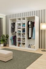 Metalia Gm 089 Favorite 6 Kapılı Aynasız Beyaz Siyah Kulplu Gardırop - Görsel 5