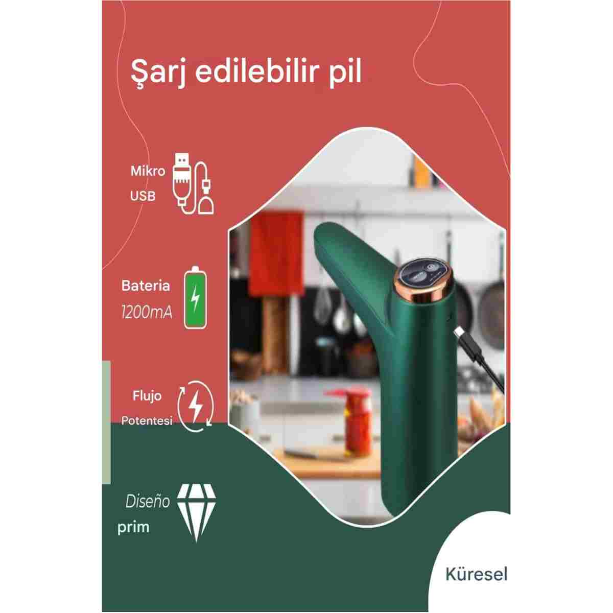 ESENLİWE Damacana Pompası Akıllı Su Pompası Dokunmatik Şarjlı 600 ml - Görsel 2