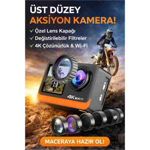 Qifit Kuryelere Motorsiklet Özel 4K 60FPS aksiyon kamerası Tüm Herşeyi Akıcı ve Dikey Çekim Uyumlu