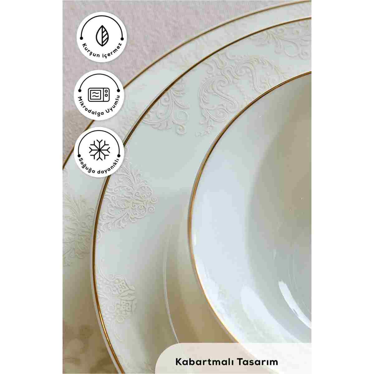 Karaca Elegance Bone Siena 53 Parça 12 Kişilik Yemek Takımı Gold - Görsel 2