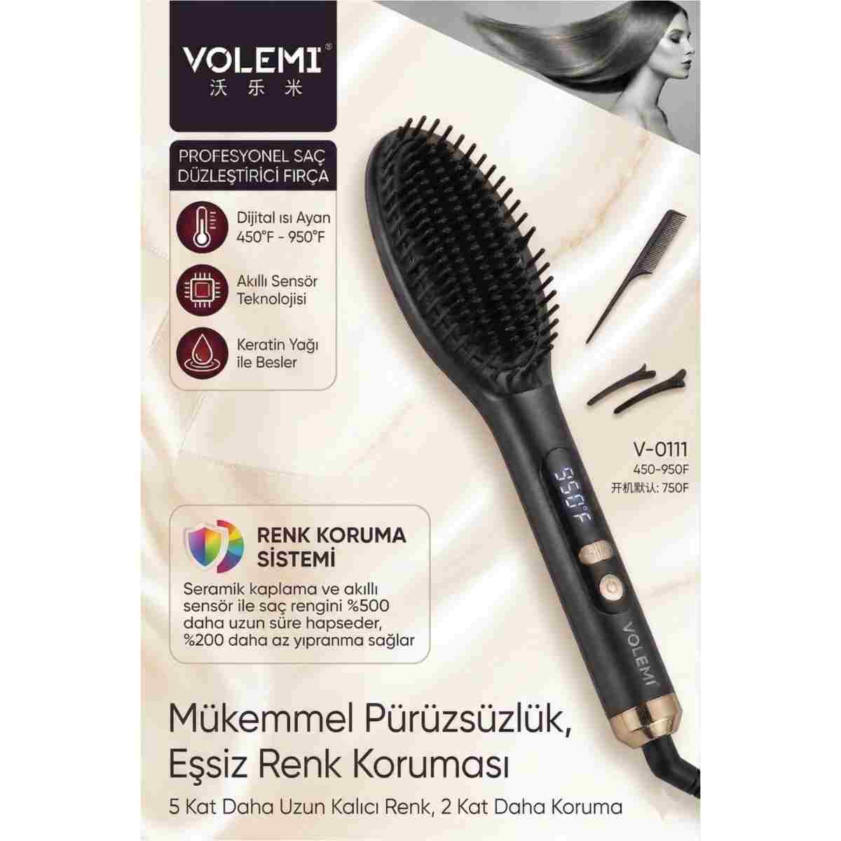 VOLEMİ V-074 Profesyonel Saç Düzleştirici 14 Kademeli Isı Ayarı Dijital LED Ekran Seramik Plaka 100-230°C - Görsel 15