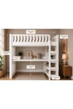 TrMuko TriSpace Set Ranzalı (Karyolalı) Kitaplıklı Çalışma Masası | 1. Sınıf MDF Yer Tasarruflu Tasarım