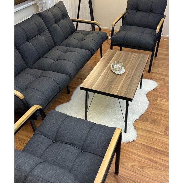 Modern Style Home Modern Sarıyer Balkon, Bahçe, Cafe - Metal Kanepe Koltuk Takımı - 3 1 1 Sehpa