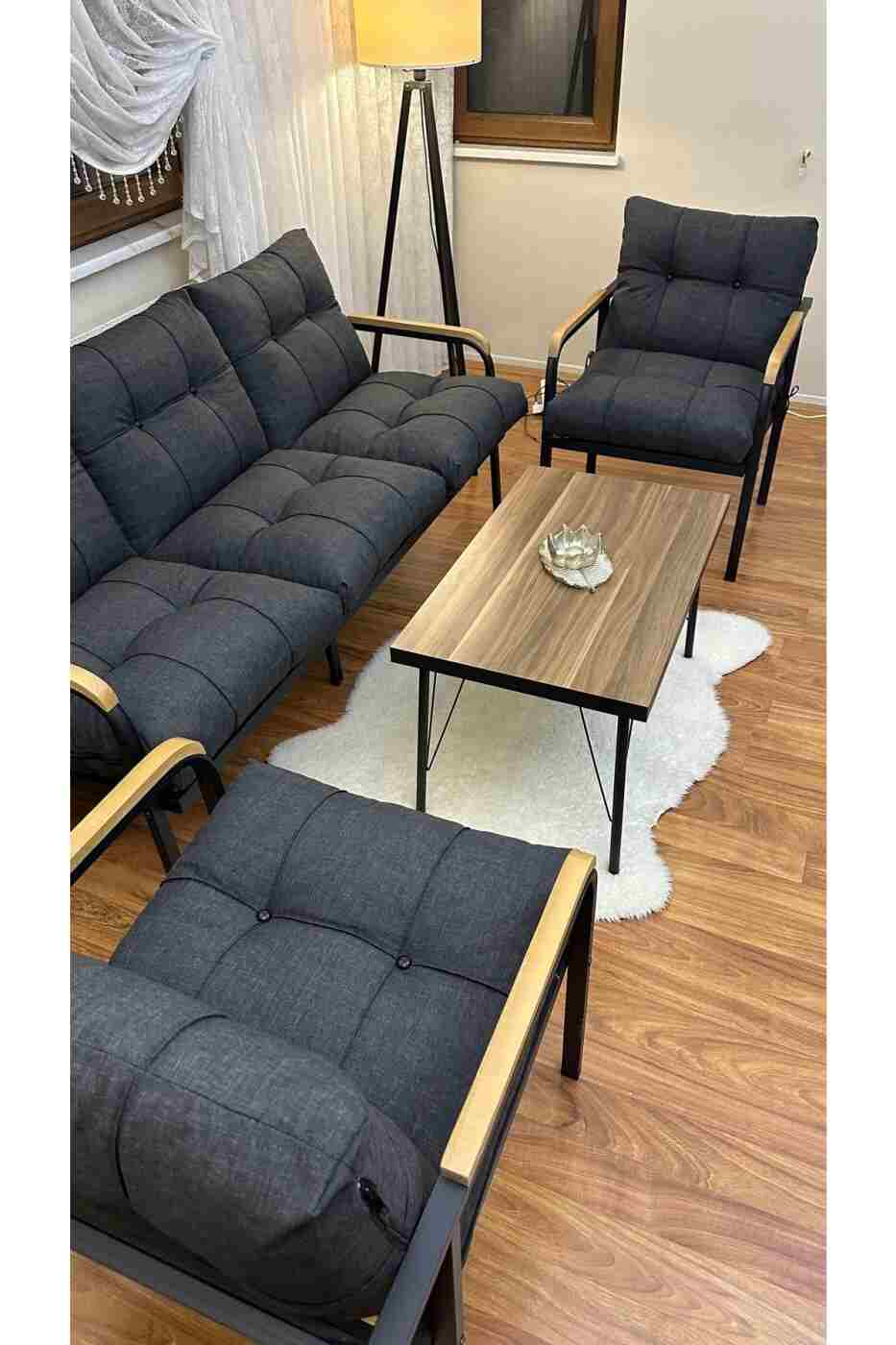 d710e4bffed31f1adf9840b5ab36876a Modern Style Home Modern Sarıyer Balkon, Bahçe, Cafe - Metal Kanepe Koltuk Takımı - 3 1 1 Sehpa - Görsel 1