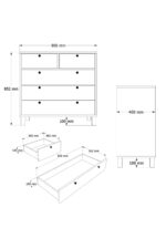 Yurudesign Nord Şifonyer 5 Çekmece Ahşap Ayaklı Sepet-Beyaz ND3-SW - Görsel 6
