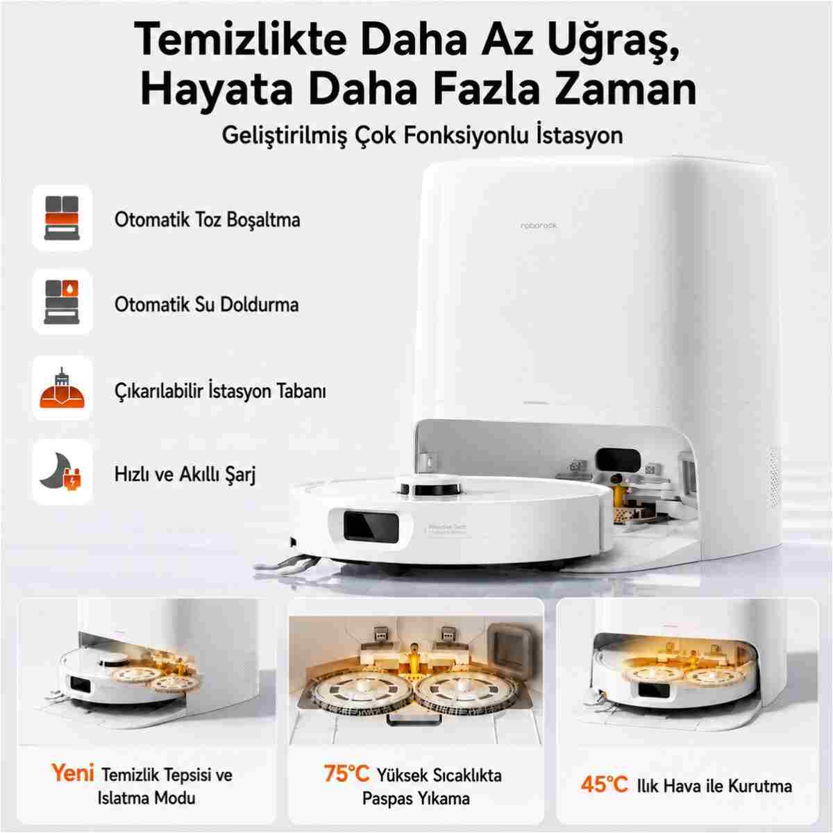 Roborock Qrevo 2 Pro Akıllı Robot Süpürge Beyaz - Görsel 8