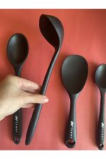 Multiamo İvory Sert Uçlu Isıya Dayanıklı Yanmaz Yapışmaz Silikon Seti 4 Parça 28cm/22cm/20cm Kaşık 28cm Kepçe - Görsel 2