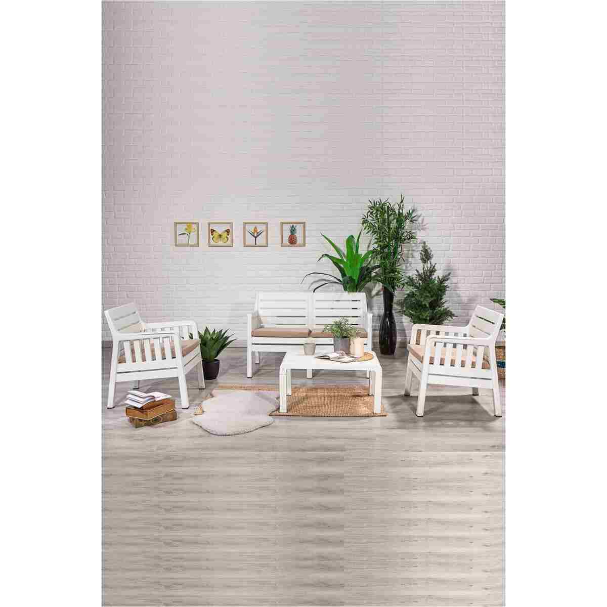 SANDALİE Lara 2 1 1 S Bahçe Takımı Balkon - Bahçe - Teras Mobilyası / Beyaz - Görsel 9