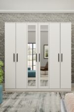 Metalia Gm 089 Favorite 6 Kapılı Aynasız Beyaz Siyah Kulplu Gardırop - Görsel 8