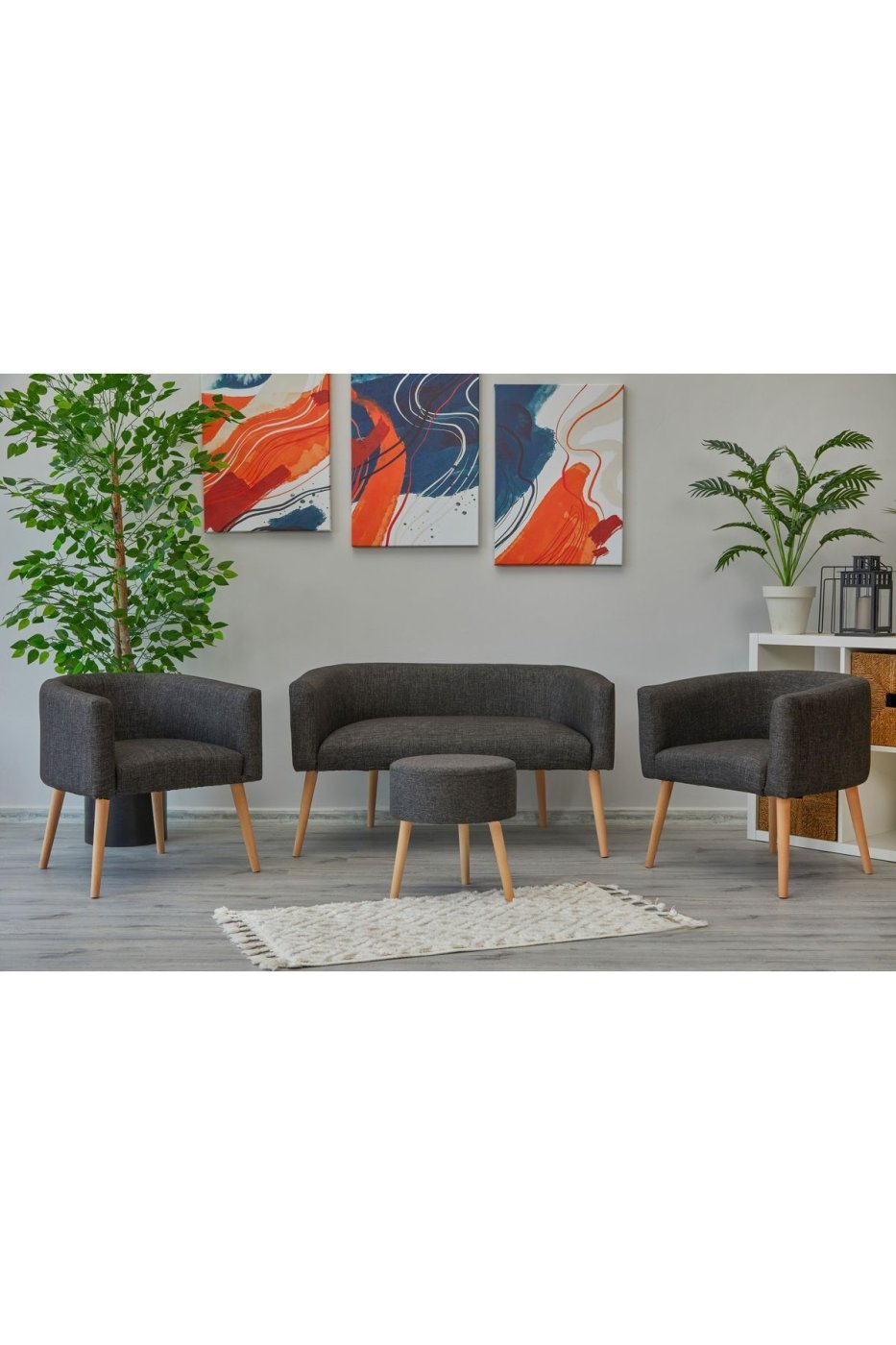 d831d7f0f0ebe9bbd04f60db8651cd11 WEBPANYA Milano Antrasit Keten Kumaş Çay Seti Koltuk Takımı-ofis Balkon Kafe Bahçe Salon 2 1 1 - Görsel 1