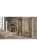 KZNMOB HOME Samira Modern Genç Odası Takımı Meşe - 5 Parçalı Ve Tamamı 1. Kalite Mdf - Görsel 7