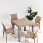 SANDALİE Rattan Cappucino 4 Sandalye Masa Takımı - Bahçe&balkon&teras
