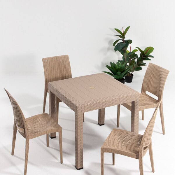 SANDALİE Rattan Cappucino 4 Sandalye Masa Takımı - Bahçe&balkon&teras