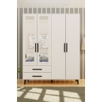 Metalia GM 070-B NOVADO SİYAH KULPLU AYAKLI AYNALI GARDIROP