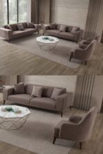 EDSY HOME Regnar 3+3+1+1 Koltuk Takımı Kahverengi - Sütlü Kahve - Görsel 10