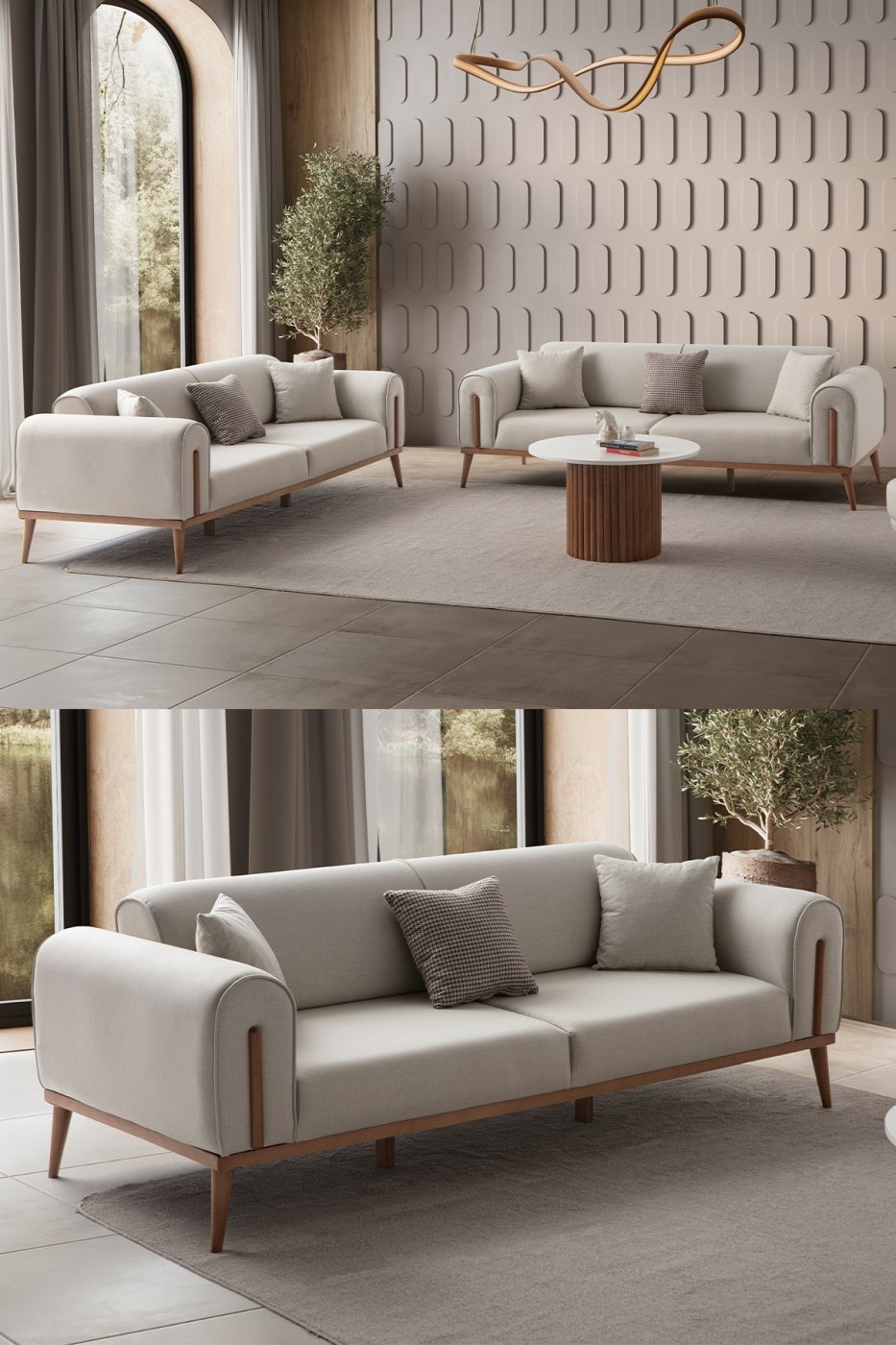 d8f72643f4bf73bd8b8deddb0dabcec1 EDSY HOME Riva 3+3 Koltuk Takımı Krem - Görsel 1