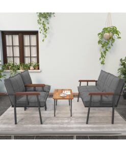 Mygusi " Modern'' Serisi Balkon, Bahçe, Cafe - Metal Kanepe Koltuk Takımı - 2 1 1 - Sehpalı Koyu Gri - Görsel 2