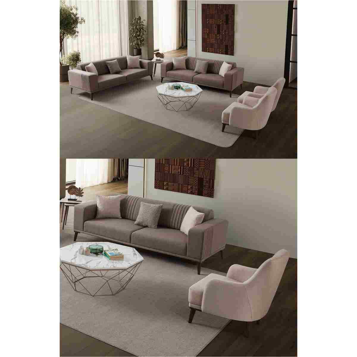 EDSY HOME Regnar 3+3+1+1 Koltuk Takımı Krem - Görsel 9