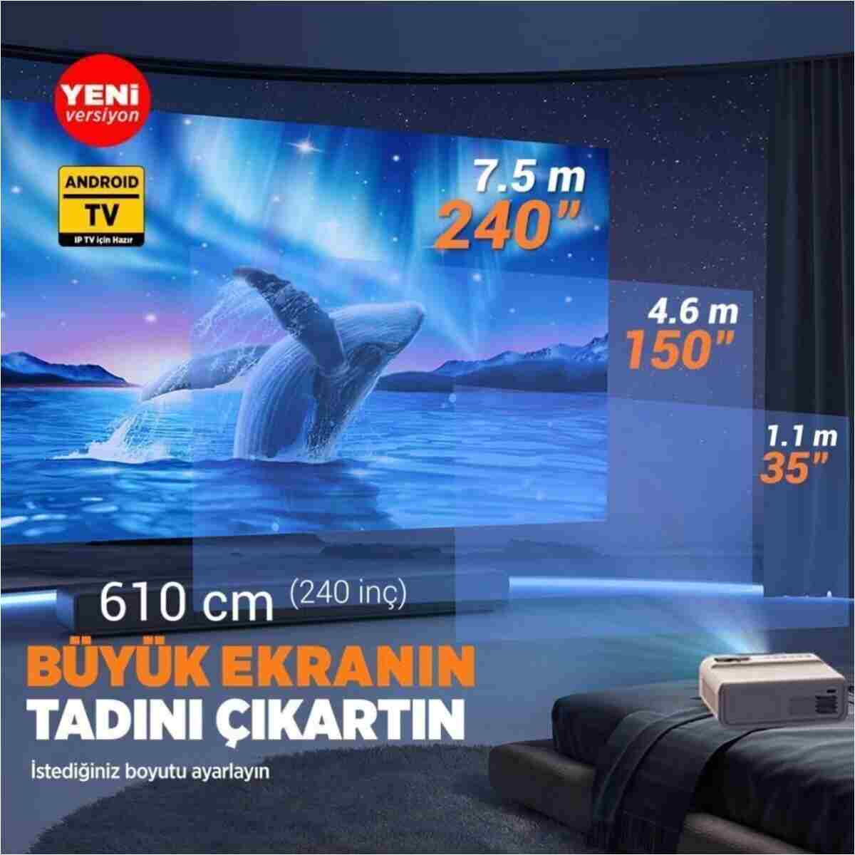 Vankyo Sunspark 500w Android Tv 1080p Destekli Projeksiyon Cihazı 5g Wi-fi 5.1 Bluetooth 240 Inç Yansıtma - Görsel 12