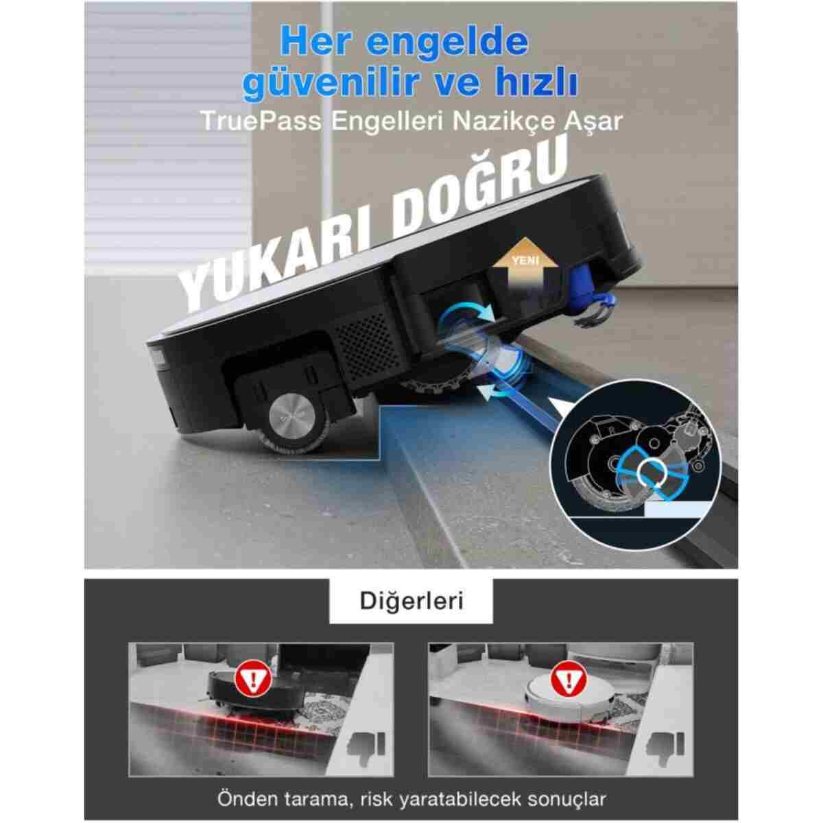 Ecovacs DEEBOT X11 OmniCyclone Robot Süpürge ve Paspas, 19.500 Pa Emiş Gücü - Görsel 6