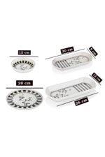 EMBazaar 14 Parça Sunum Set Premium Black Olive Serisi Kahvaltı Takımı Kahvaltı Seti Pasta Tabak Sunum Tabağı,Hediyelik Kahvaltı Takımı - Görsel 5