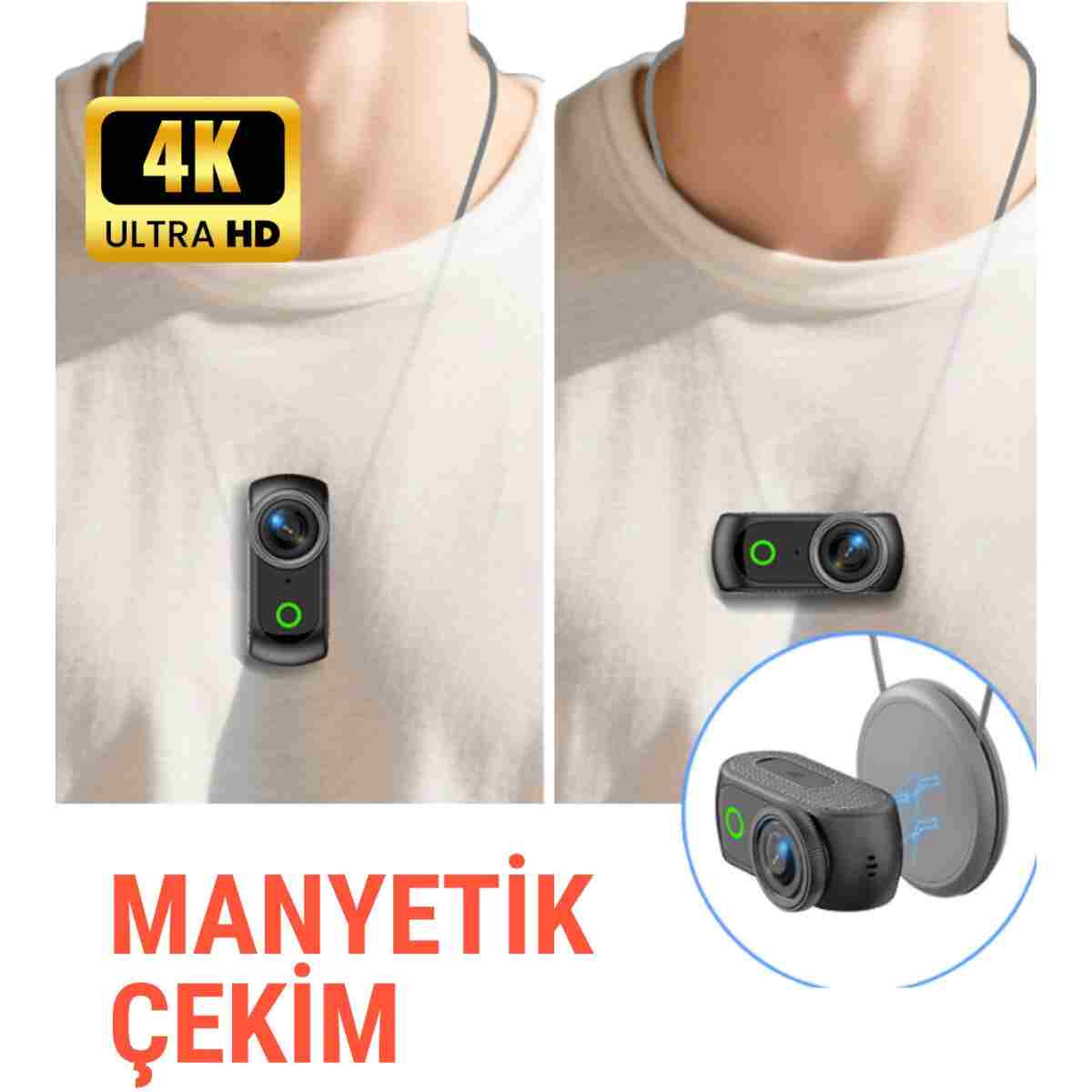 RAYLAX Aksiyon Kamerası 4K Mini 360° Ayrılabilir Kamera Tak Çıkar 180° Döner Ekran WiFi App Geniş Açı Taşınabilir Vlog Kamera - Görsel 4