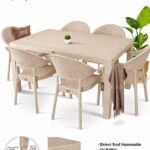nar sokağı Bambu Kapiçino 90x150 Cm Camsız Rattan Bahçe Balkon Masa Takımı