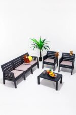 Modalife Silva 3-1-1-s Minderli Bahçe Takımı Balkon, Bahçe, Teras Mobilyası, 5li Bahçe Oturma Grubu Antrasit - Görsel 2