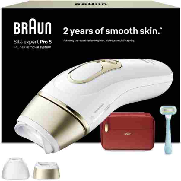 Braun IPL Silk·expert Pro 5, Evde Lazerle Tüy Alma, Çanta, Gillette Venus, 2 Başlık, PL5221