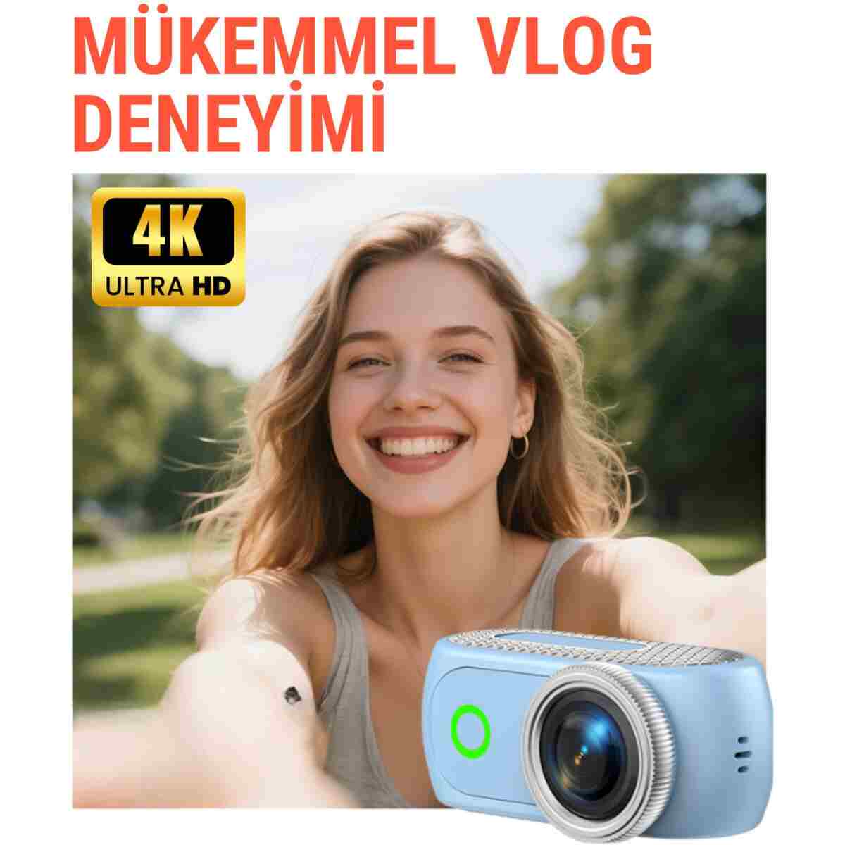 RAYLAX Aksiyon Kamerası 4K Mini 360° Ayrılabilir Kamera Tak Çıkar 180° Döner Ekran WiFi App Geniş Açı Taşınabilir Vlog Kamera - Görsel 3