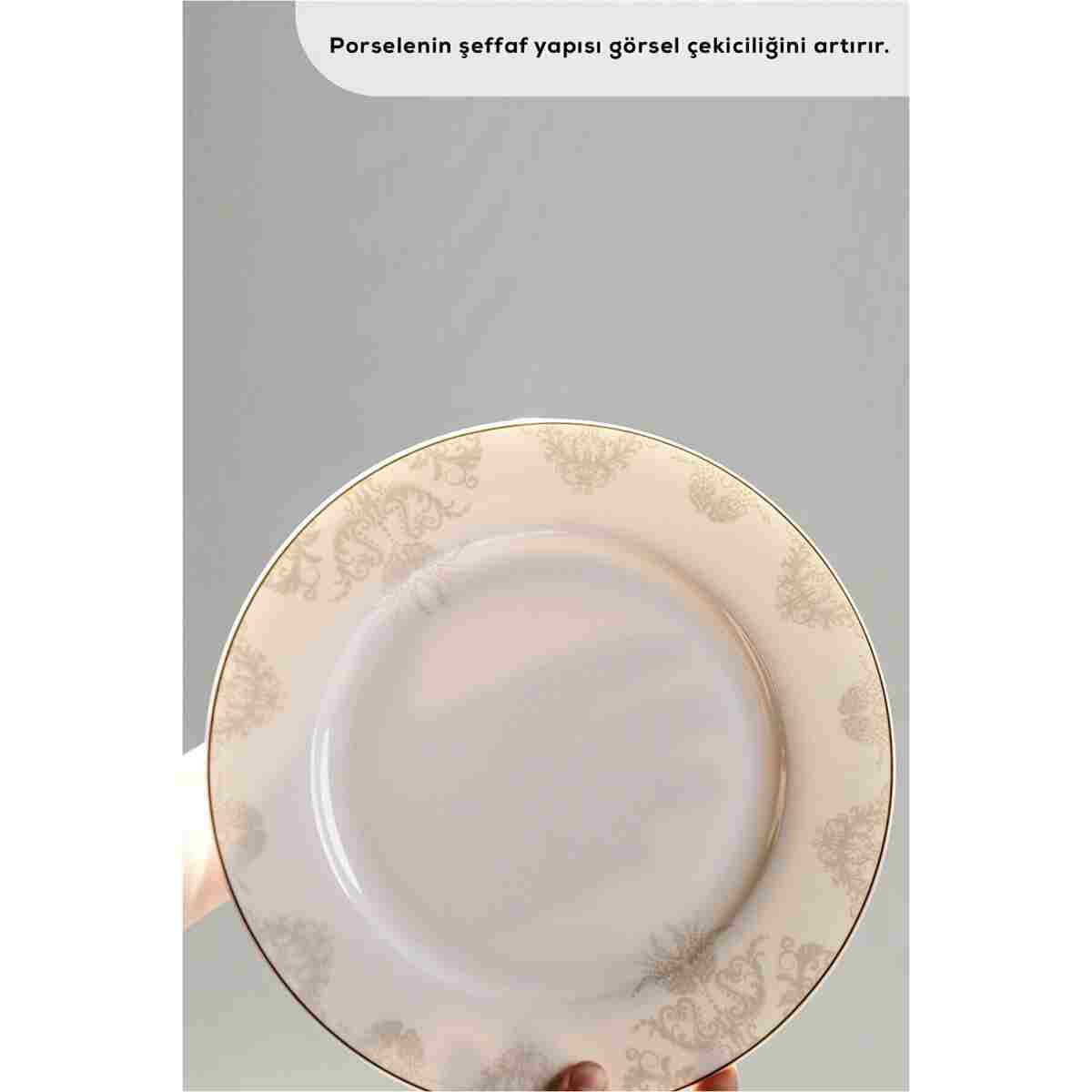 Karaca Elegance Bone Siena 53 Parça 12 Kişilik Yemek Takımı Gold - Görsel 6