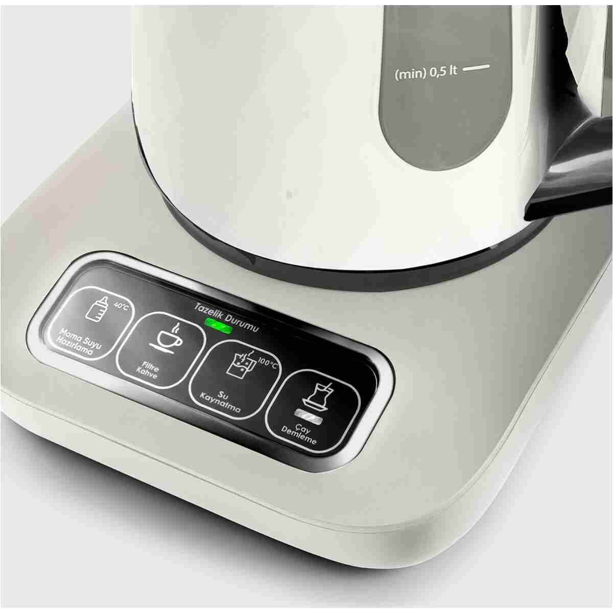 Karaca Çaysever Robotea Pro Quartz 4 in 1 Konuşan Çay Makinesi Creamy - Görsel 6