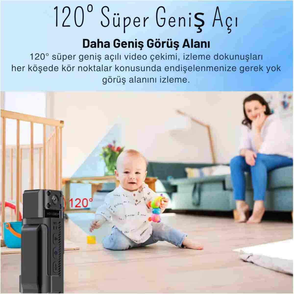 Teknoşık Mini Wifi Vücut Kamerası 4K Full HD 1.3” Ekran 180° Dönebilir Güvenlik Kamerası - Görsel 10