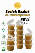 EMORFOHOME 50 Adet Sızdırmaz 120 ml Mini Saklama Kabı Sosluk Buzluk Kabı, Et Suyu, Kemik Suyu, Sos Kabı - Görsel 2