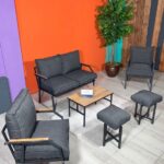 UFUK HOME Linda 2-1-1 2 Puf Sehpalı Bahçe Balkon Takımı Bahçe Mutfak Mobilyası,kafe Sandalyesi,bahçe Pufu