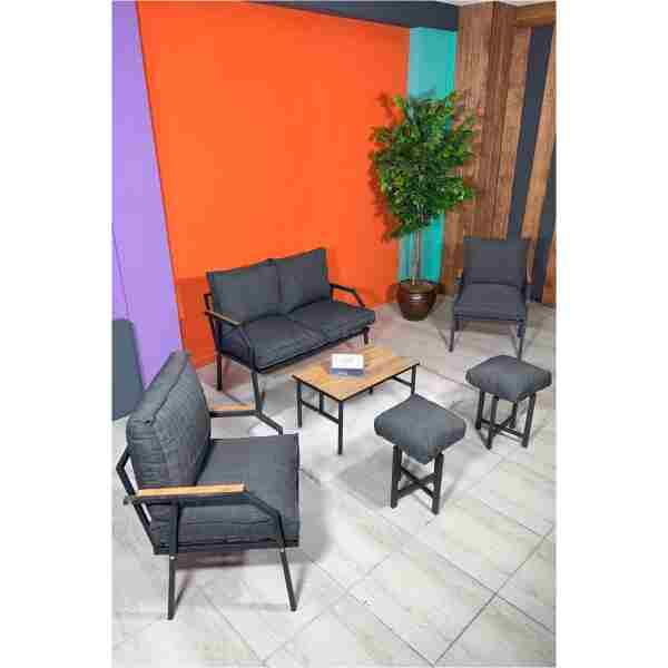 UFUK HOME Linda 2-1-1 2 Puf Sehpalı Bahçe Balkon Takımı Bahçe Mutfak Mobilyası,kafe Sandalyesi,bahçe Pufu